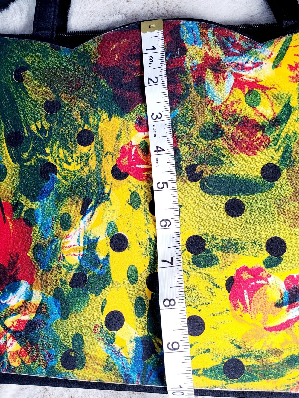 Angela Frascone Wearable Art Floral Polka Dot Tote Bag Colorful Statement Purse - Picture 10 of 12